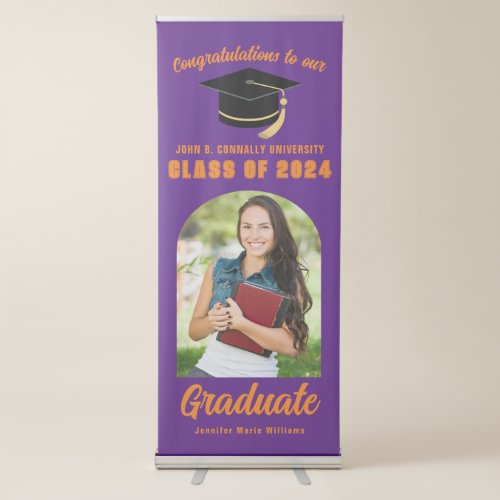 Purple Orange Graduate Photo Arch Graduation Party Retractable Banner