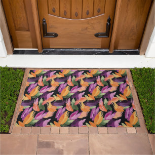 Purple Orange Green Yellow Abstract Doormat