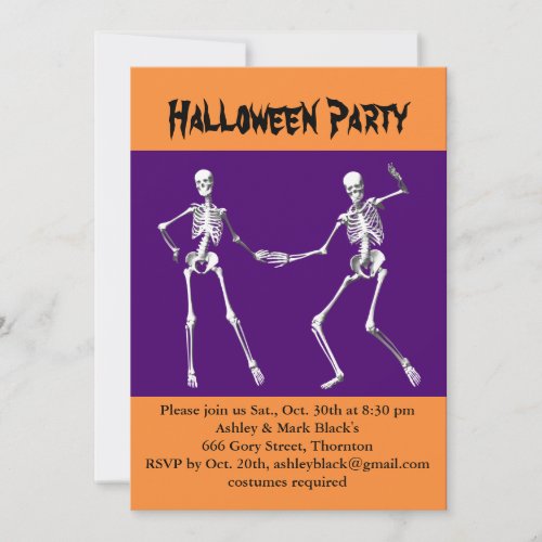 Purple &amp; Orange Halloween Skeletons Cards