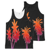 Purple Orange Haze Tahiti Sunset Palm Trees Black All-Over-Print Tank Top (Front and Back)