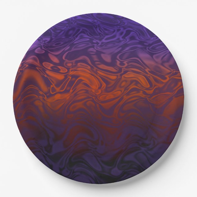 Purple orange Horizen Paper Plate (Front)