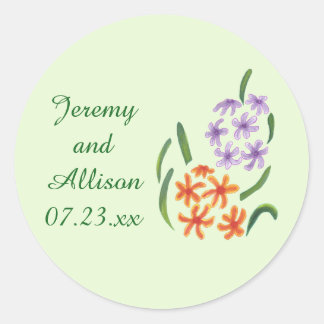 Purple Orange Hyacinth Flowers Save Date Stickers