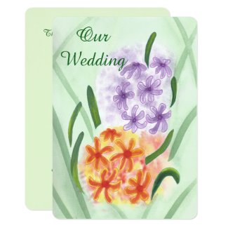 Purple Orange Hyacinth Flowers Wedding Invites