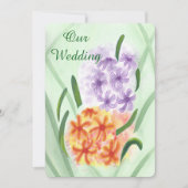 Purple Orange Hyacinth Flowers Wedding Invites (Front)