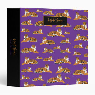Purple Orange Jungle Safari Tiger Animal Cute 3 Ring Binder