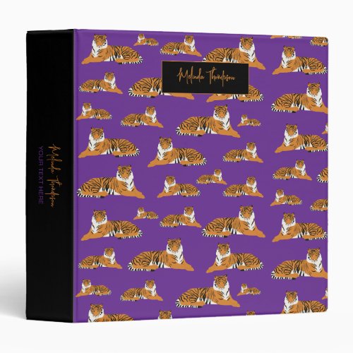 Purple Orange Jungle Safari Tiger Animal Cute 3 Ring Binder