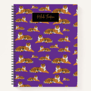 Purple Orange Jungle Safari Tiger Animal Cute Notebook