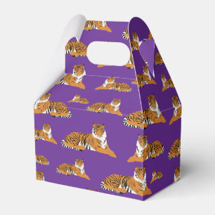Purple Orange Jungle Tiger Animal Pattern Favor Boxes