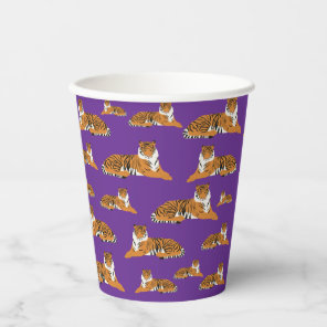 Purple Orange Jungle Tiger Animal Pattern  Paper Cups
