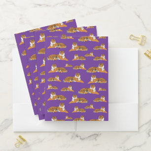 Purple Orange Jungle Tiger Animal Pattern Pocket Folder