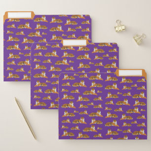 Purple Orange Jungle Tiger Animal Pattern School File Folder