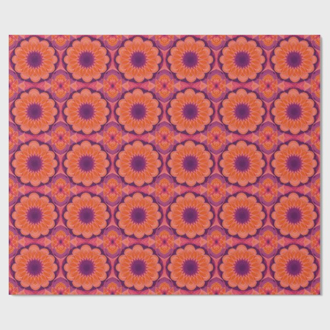 Purple Orange Mandala Wrapping Paper (Flat)