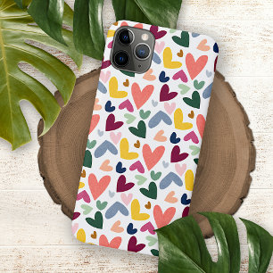 Purple Orange Mint Green Pink Blue Hearts Pattern iPhone 11 Pro Max Case