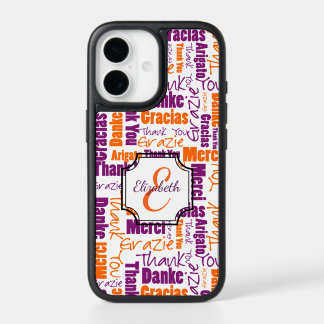 Purple Orange Multilingual Thank You Personalized iPhone 17 Case