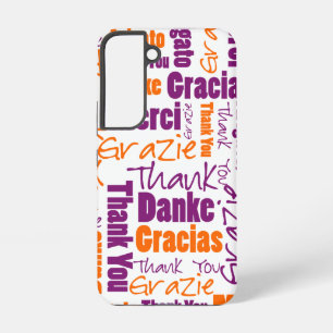 Purple Orange Multilingual Typography Thank You Samsung Galaxy S22 Case
