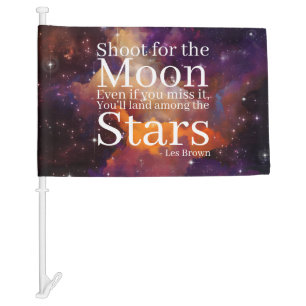 Purple Orange Nebula Inspirational Quote Car Flag