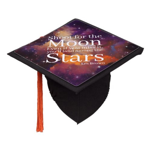 Purple Orange Nebula Inspirational Quote Graduation Cap Topper