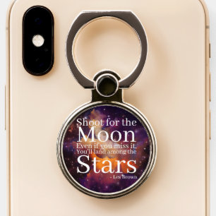 Purple Orange Nebula Inspirational Quote Phone Ring Stand