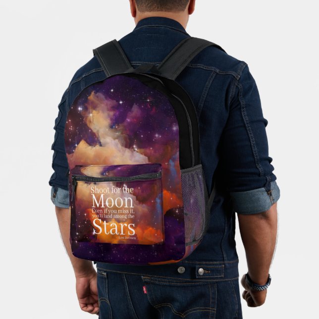 Purple Orange Nebula Inspirational Quote Printed Backpack (Insitu (Model))