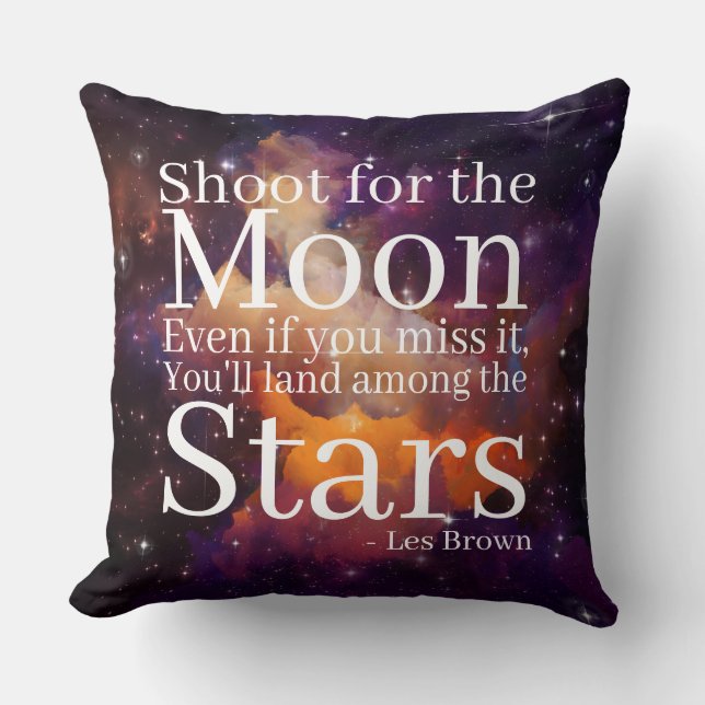 Purple Orange Nebula Inspirational Quote Throw Pillow (Front)
