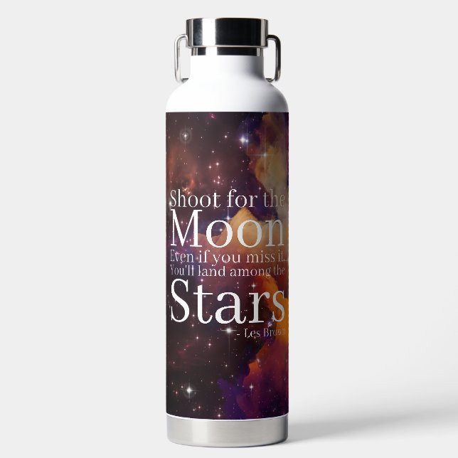 Purple Orange Nebula Inspirational Quote Water Bottle (Front)