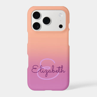 Purple Orange Ombre Personalized Initial Monogram iPhone 17 Pro Case