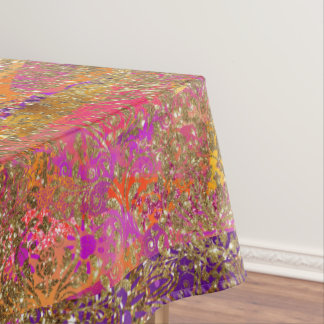 Purple Orange Paisley Gold Damask Wedding Tablecloth