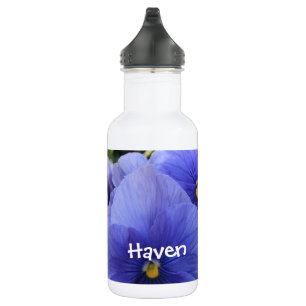 Purple & Orange Pansies w/ Green Floral Photo 4810 Water Bottle