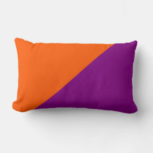 Purple & Orange (Panton) Solid Color Background Lumbar Pillow
