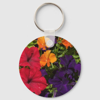 Purple Orange Petunias Keychain