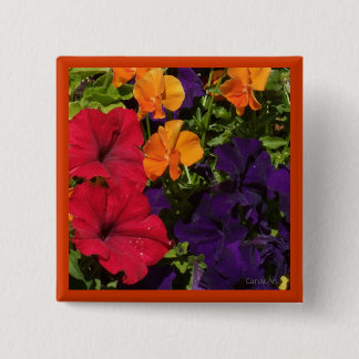 Purple Orange Petunias Pinback Button
