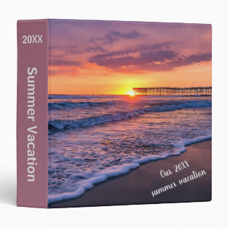 Purple Orange Photo Album Memories Beach Sunset 3 Ring Binder