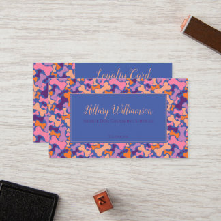 Purple Orange Pink dog bone pet grooming service L Loyalty Card