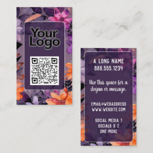 Purple Orange Pink Lilies QR code Logo  Business Card