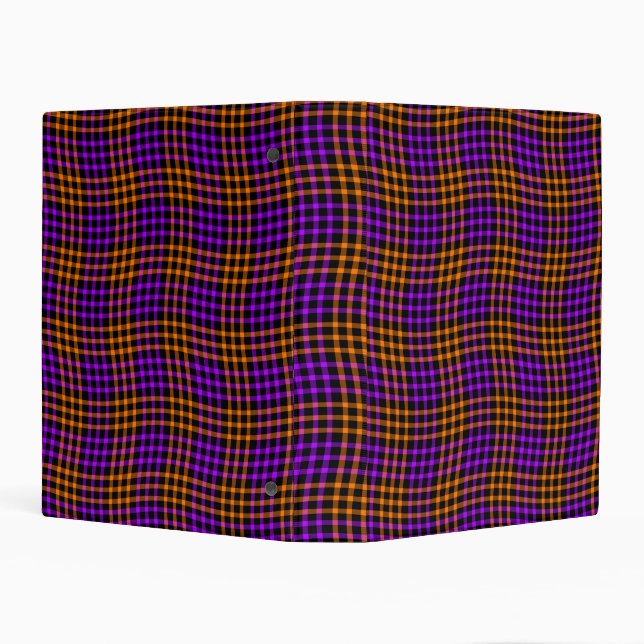 Purple Orange Plaid Checker Seamless Pattern Mini Binder (Background)