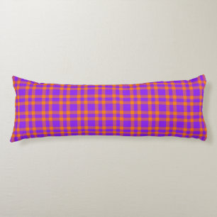 Purple Orange Plaid Pattern Body Pillow