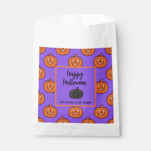 Purple orange pumpkins Halloween trick or treat Favor Bag