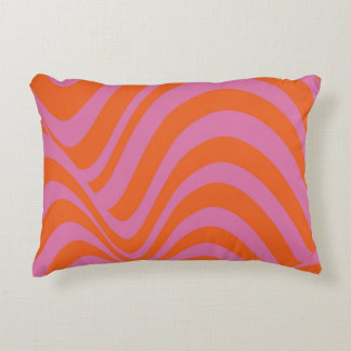 Purple Orange Retro Liquid Groovy Stripe Pattern Accent Pillow