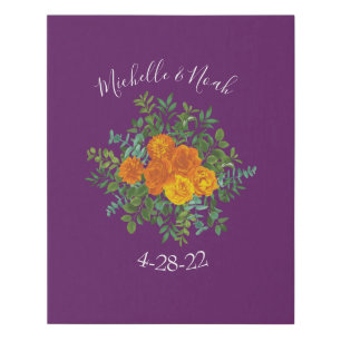 Purple Orange Rose Wedding Spring Faux Canvas Print