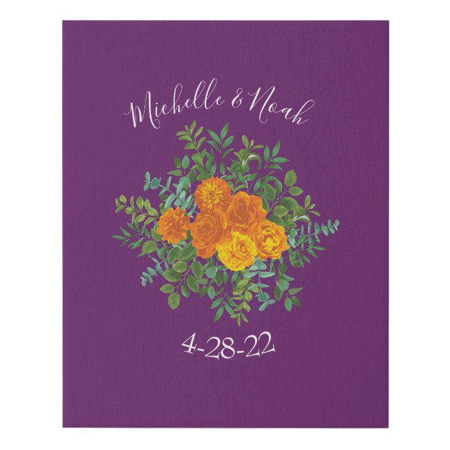 Purple Orange Rose Wedding Spring Faux Canvas Print (Front)