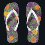 Purple Orange Rose Wedding Spring Flip Flops<br><div class="desc">Elegant wedding collection with orange roses and purple is perfect for a Spring or Fall wedding! This elegant floral of roses and peony flowers is a modern elegant and classic look!</div>