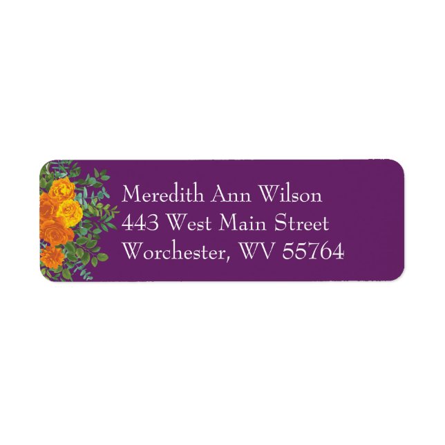 Purple Orange Rose Wedding Spring Label (Front)