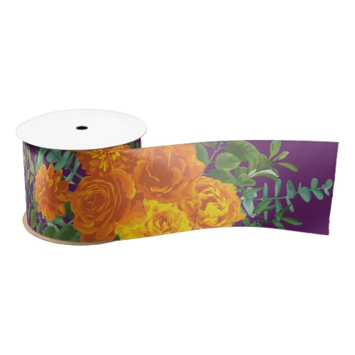 Purple Orange Rose Wedding Spring Satin Ribbon