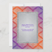 Purple, Orange, Silver FAUX Glitter Wedding Invite (Back)