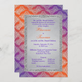 Purple, Orange, Silver FAUX Glitter Wedding Invite (Front/Back)