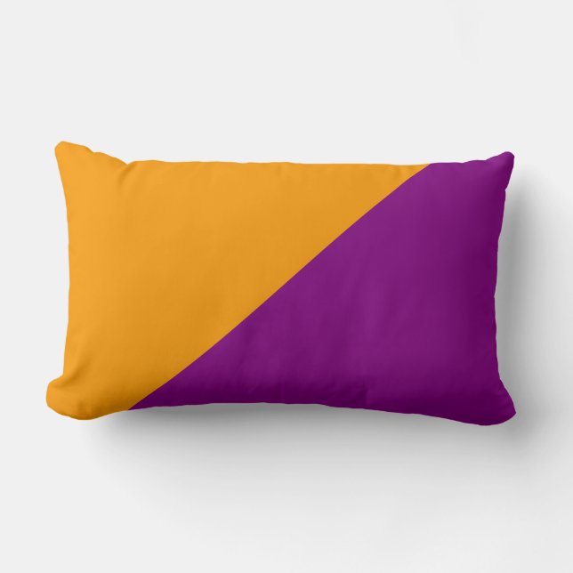 Purple & Orange Solid Color Background Lumbar Pillow (Front)