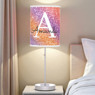 Purple Orange Sparkle Glitter Table Lamp