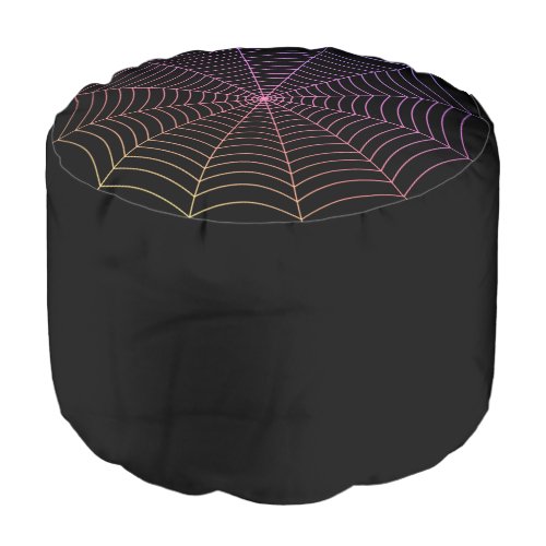 Purple orange spider web gothic Halloween black Pouf