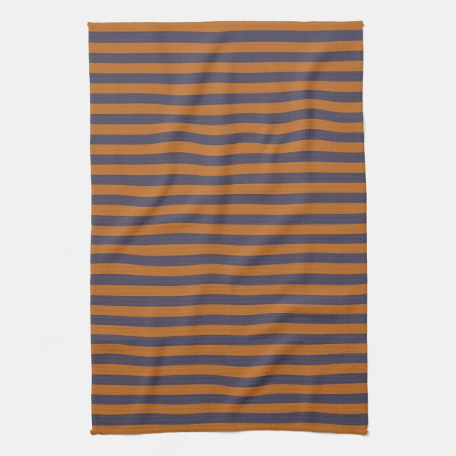 Purple Orange Stripes Pattern Kitchen Towel (Vertical)