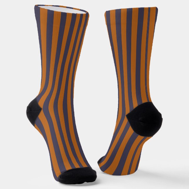 Purple Orange Stripes Pattern Socks (Angled)